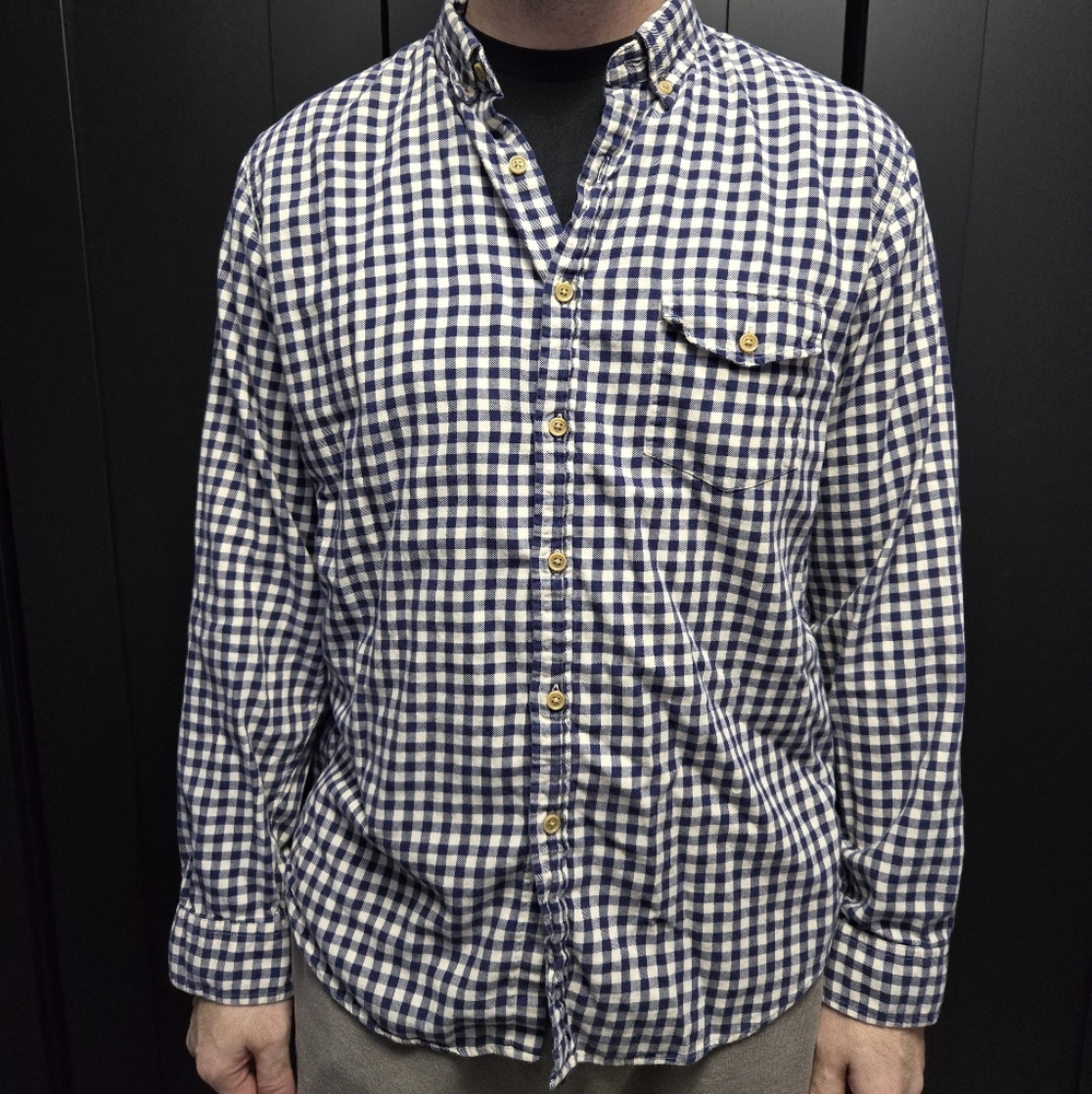 J. Crew Blue and White Checkered Button Down Shirt